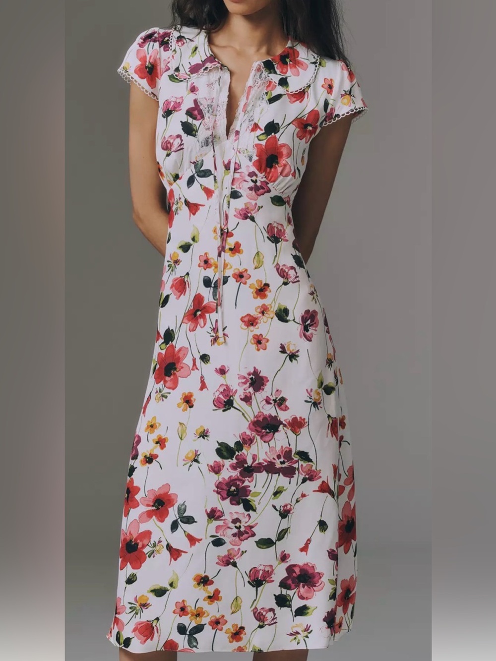 NWT Anthropologie floral collared lace midi dress Sz XL - Picture 1 of 3